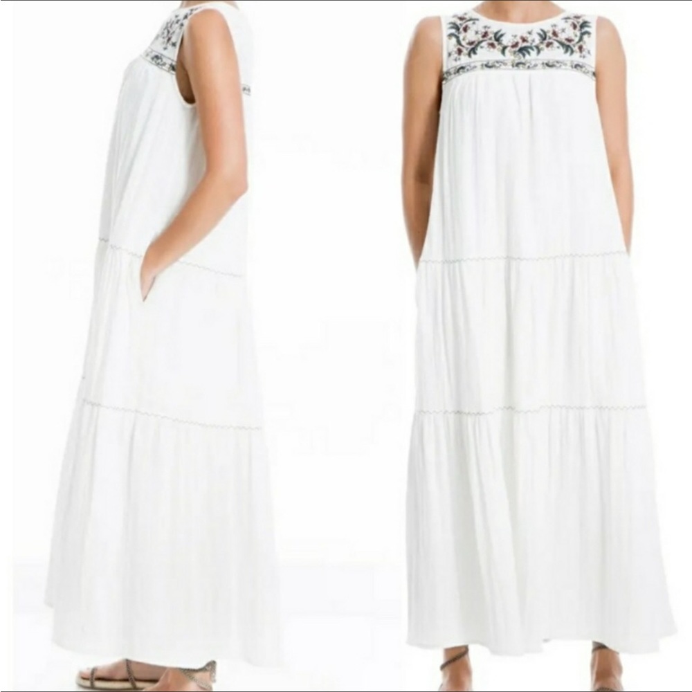 Max Studio tiered maxi dress with *gorgeous* embroidery- extra small xs new!
